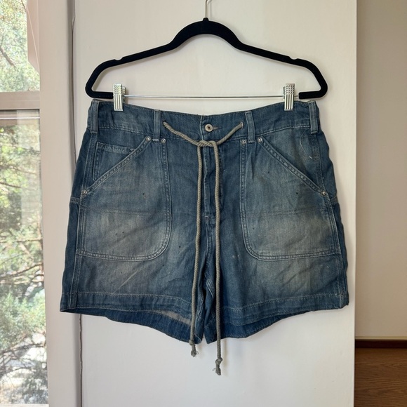 NWT Free People We The Free Second Chances Pull On Jean Shorts Drawstring Blue M - Picture 11 of 16